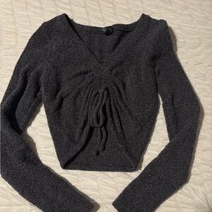 Wild Fable Gray Long Sleeve Crop Top